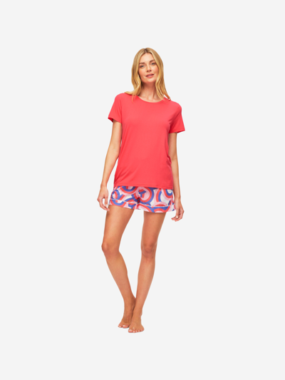 Shop Derek Rose Women's T-shirt Lara Micro Modal Stretch Watermelon Pink