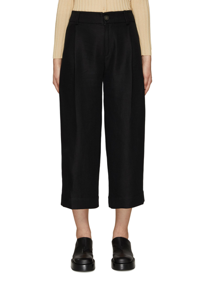 Shop Vince Cropped Casual Wide Leg Pants In Black
