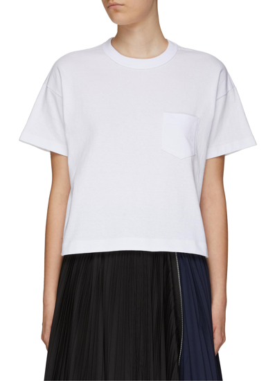 Shop Sacai 's' Logo Appliqué Cotton Jersey T-shirt In White