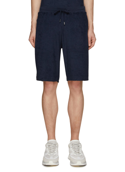 Shop Sunspel Drawstring Lightweight Cotton Towelling Shorts In Blue