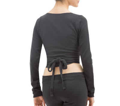 Shop Repetto Long Sleeved Wrap-over In Anthracite Grey