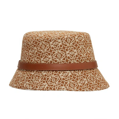 Shop Loewe Anagram Bucket Hat In Tan Pecan