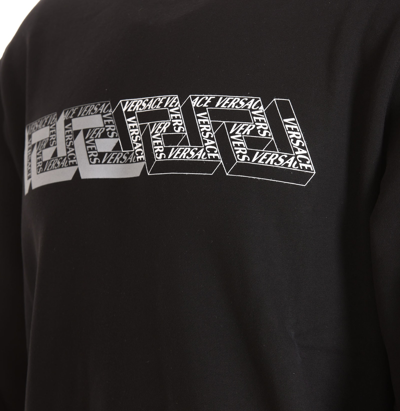 Shop Versace La Greca Logo Sweatshirt In Black