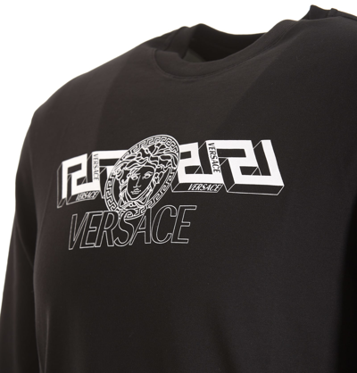 Shop Versace Grecsa Medusa Long Sleeves T-shirt In Black