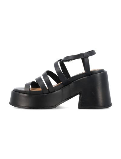 Shop Ganni Chunky Heeled Sandals In Black