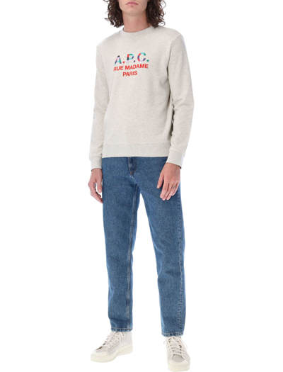 Shop Apc Achille Logo Crewneck In Ecru