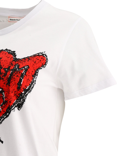 Shop Alexander Mcqueen "carved Love" T-shirt In White