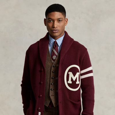 Shop Ralph Lauren The Morehouse Collection Shawl Cardigan In Rich Ruby