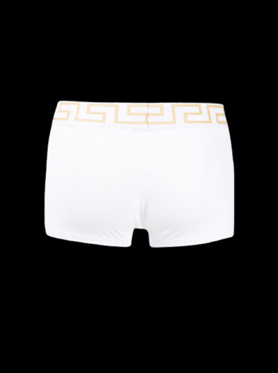 Shop Versace Two Boxer White Cotton Set With Greek Detail  Man