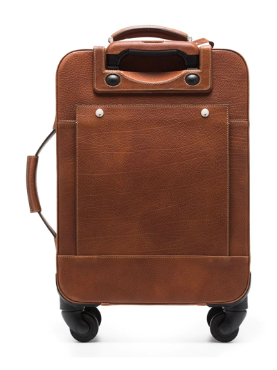 Shop Brunello Cucinelli Logo-embossed Suitcase In Braun