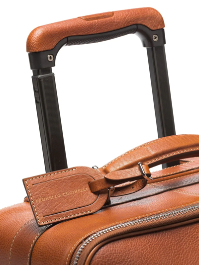 Brunello Cucinelli Logo-embossed Suitcase In Braun