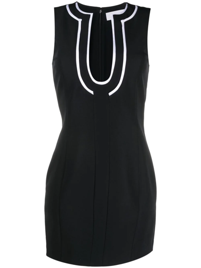 Shop Genny Geometric-neck Shift Dress In Black