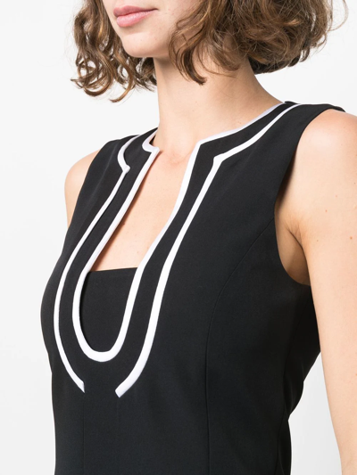 Shop Genny Geometric-neck Shift Dress In Black