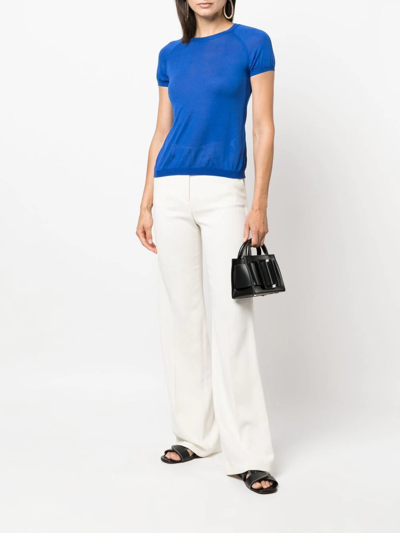 Shop Genny Silk Knitted Top In Blau