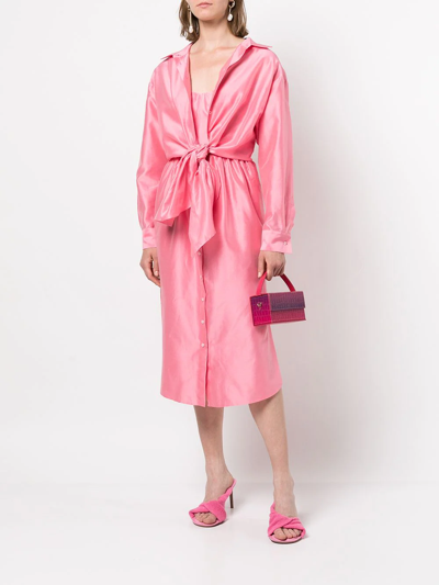 Rosie Assoulin Bustino Waist Tie Shirtdress In Rosa