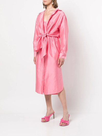 Rosie Assoulin Bustino Waist Tie Shirtdress In Rosa