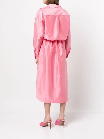 Rosie Assoulin Bustino Waist Tie Shirtdress In Rosa