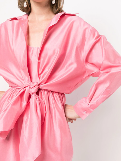 Rosie Assoulin Bustino Waist Tie Shirtdress In Rosa