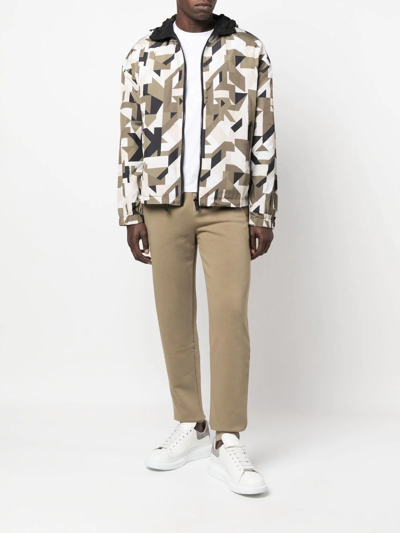 Shop Karl Lagerfeld Monogram-print Reversible Hooded Jacket In Grün