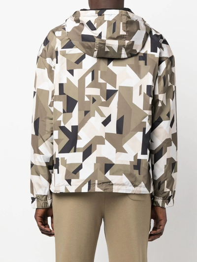 Shop Karl Lagerfeld Monogram-print Reversible Hooded Jacket In Grün