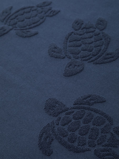 Shop Vilebrequin Turtle Fringed Bath Towel In Blue