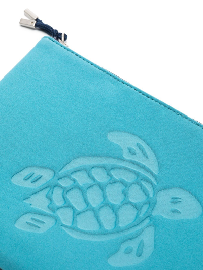 Shop Vilebrequin Turtle-embossed Pouch Beach Bag In Blau