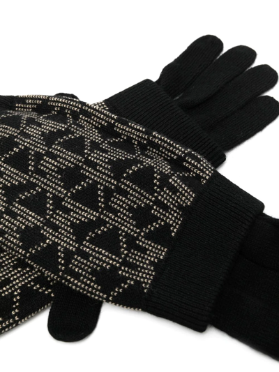 Michael Michael Kors Monogram Embroidered Gloves In Schwarz