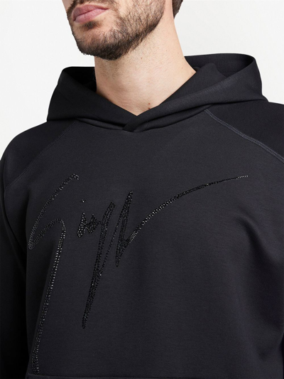 Shop Giuseppe Zanotti Crystal-embellished Logo Hoodie In Black