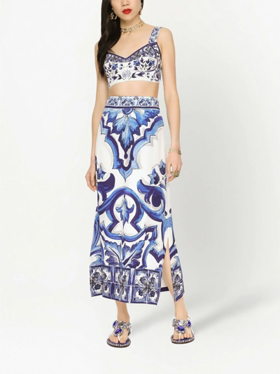 Shop Dolce & Gabbana Majolica-print Maxi Skirt In Blau