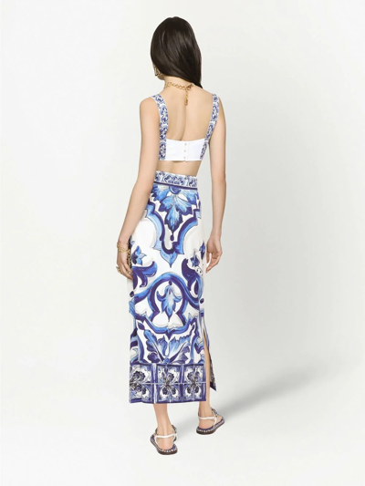 Shop Dolce & Gabbana Majolica-print Maxi Skirt In Blau