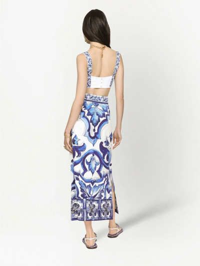 Dolce & Gabbana Majolica-print Maxi Skirt In Blau