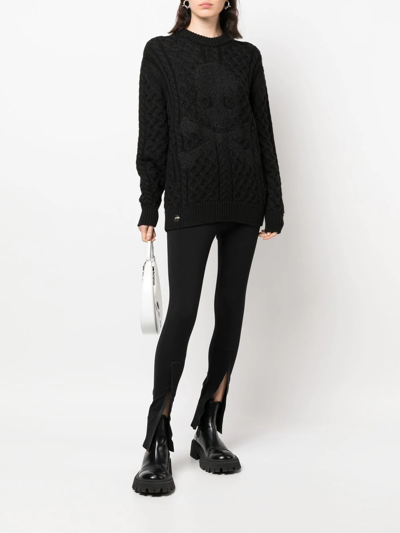 Philipp Plein Embossed Skull Wool Jumper In Schwarz