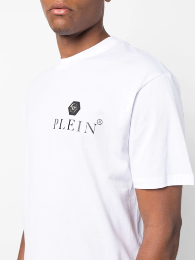 Shop Philipp Plein Hexagon Logo-print T-shirt In Weiss