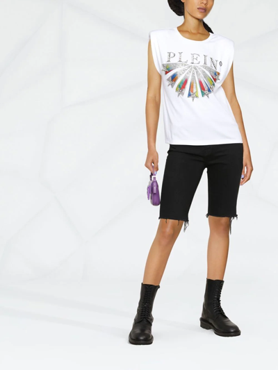 Shop Philipp Plein Embellished Logo-print T-shirt In White