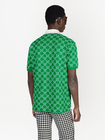 Shop Gucci Gg-pattern Polo Top In Grün