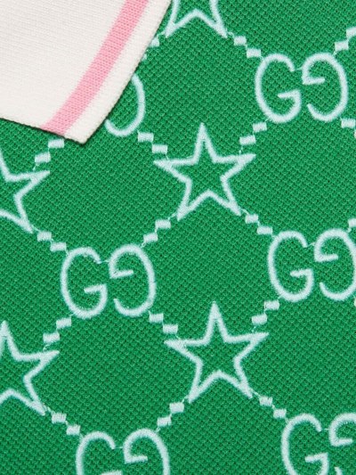 Shop Gucci Gg-pattern Polo Top In Grün