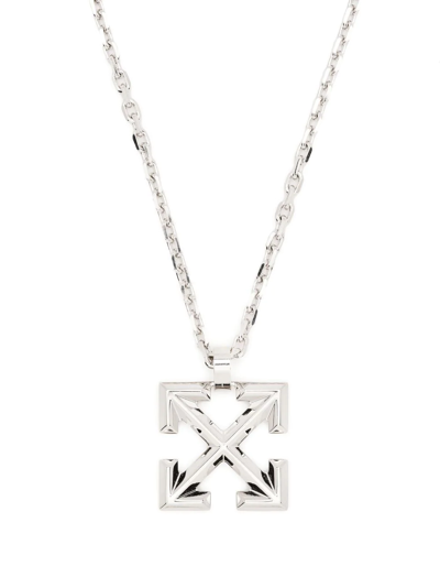 Shop Off-white Arrow Chain Necklace In Silber