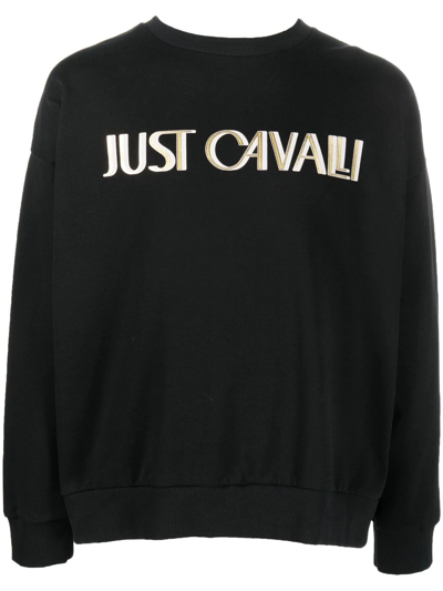 Shop Just Cavalli Logo-print Long-sleeve Sweatshirt In Schwarz