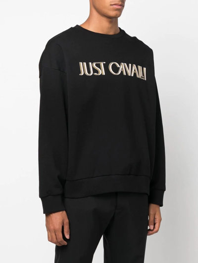 Shop Just Cavalli Logo-print Long-sleeve Sweatshirt In Schwarz