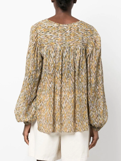 Shop Isabel Marant Étoile Embroidered Flared Blouse In Grün