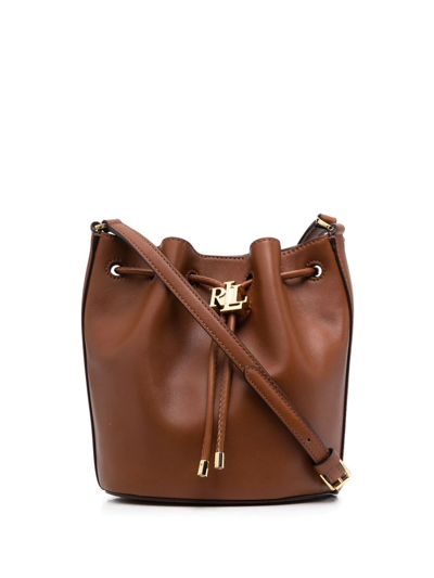 Shop Lauren Ralph Lauren Andie Bucket Bag In Braun