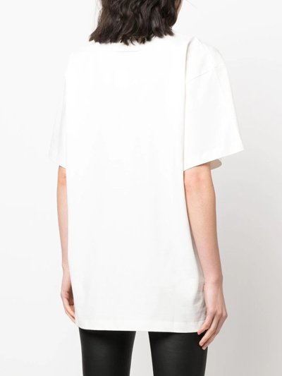 Shop Mm6 Maison Margiela Logo-print Cotton T-shirt In Weiss