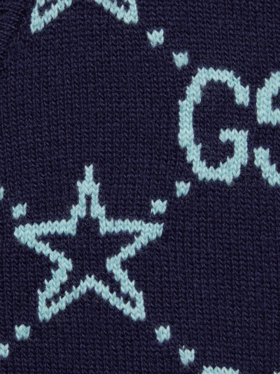 Shop Gucci Gg Star-print Wool Cardigan In Blue