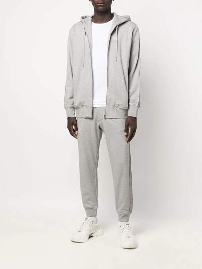 Alexander Mcqueen Logo-tape Zip-up Hoodie In Grau