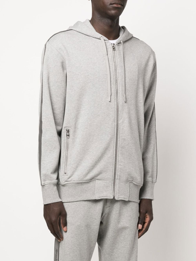 Shop Alexander Mcqueen Logo-tape Zip-up Hoodie In Grau