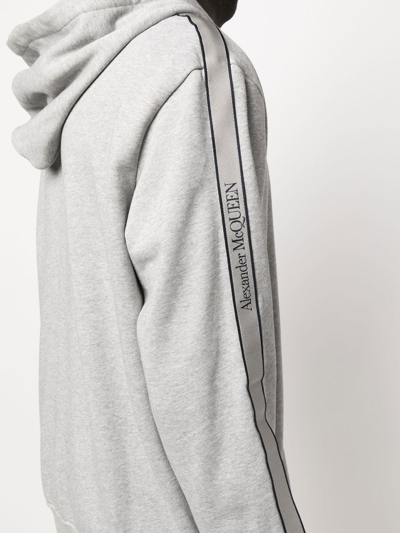 Alexander Mcqueen Logo-tape Zip-up Hoodie In Grau