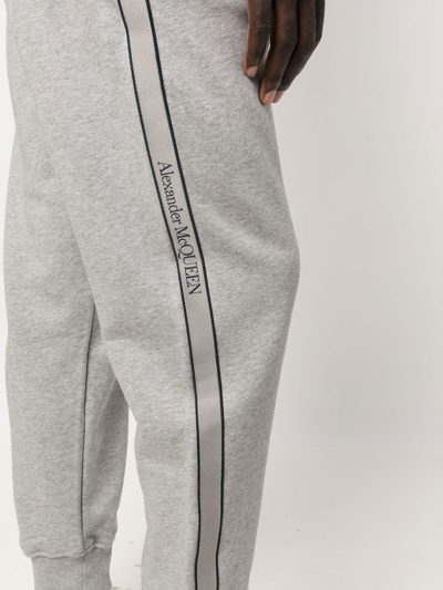 Shop Alexander Mcqueen Logo-trim Track Pants In Grau