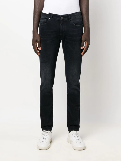 Shop Pt Torino Mid-rise Slim-fit Jeans In Schwarz