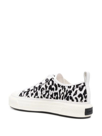 Shop Amiri Leopard Print Low-top Sneakers In Weiss