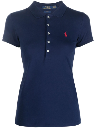 Shop Polo Ralph Lauren Julie Logo-embroidered Polo Shirt In Blau